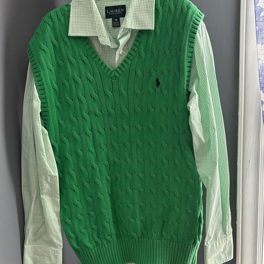 Polo Ralph Lauren V-Neck Sweater in Vibrant Green